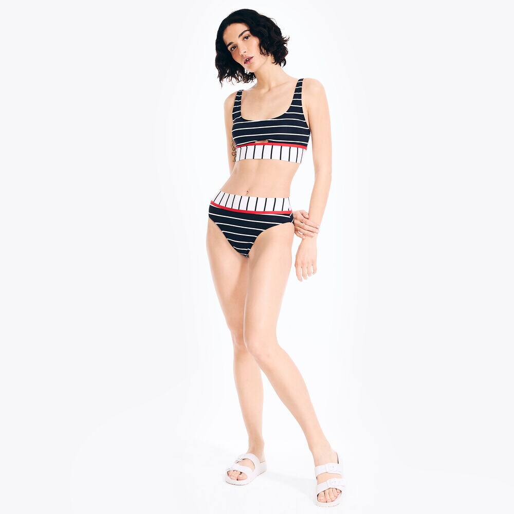 Striped Fold-Over Swim Brief,Stellar Blue Heather,large