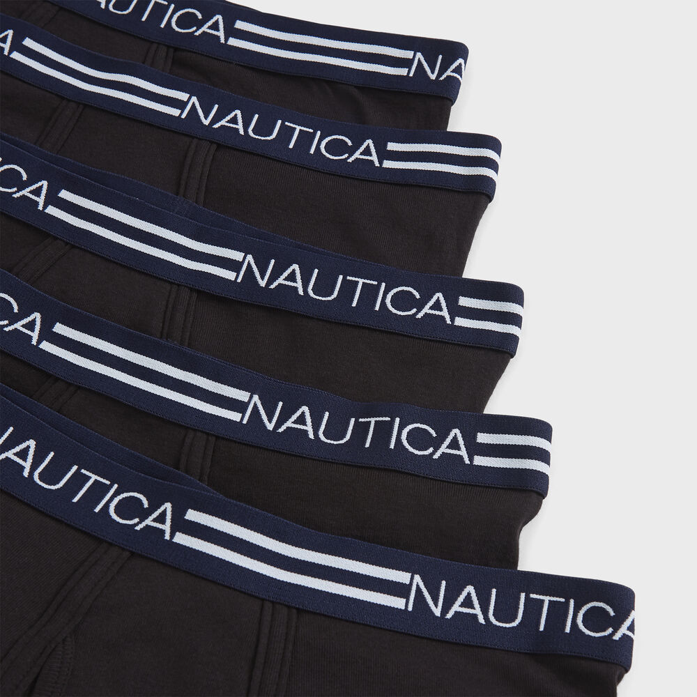 LOGO AND STRIPED WAIST BOXER BRIEFS, 5-PACK,Black,large
