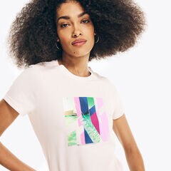 SUSTAINABLY CRAFTED OCEAN PHOTO FOIL GRAPHIC T-SHIRT,Bow Burgundy,large