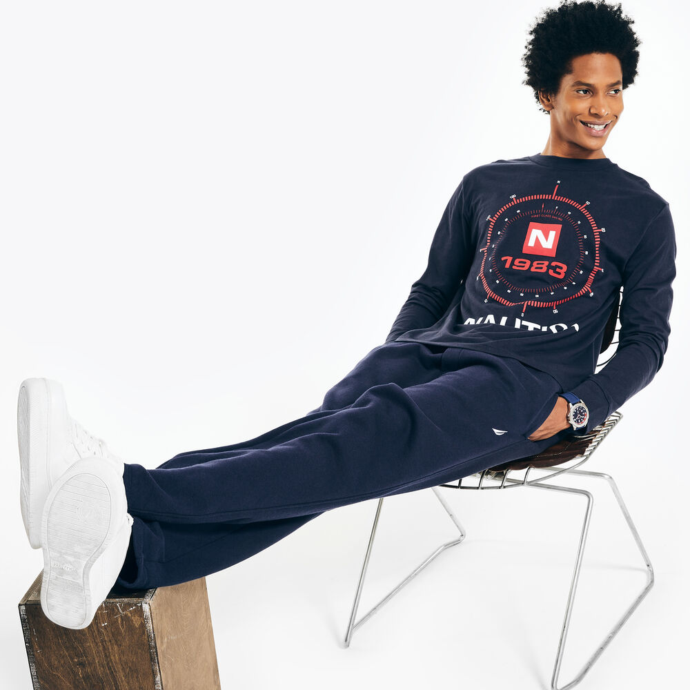 Graphic Long-Sleeve T-Shirt,Navy,large