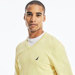 NAVTECH V-NECK SWEATER,Light Gold,large