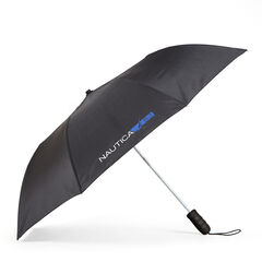 Black Compact Umbrella with Blue Accents,True Black,large