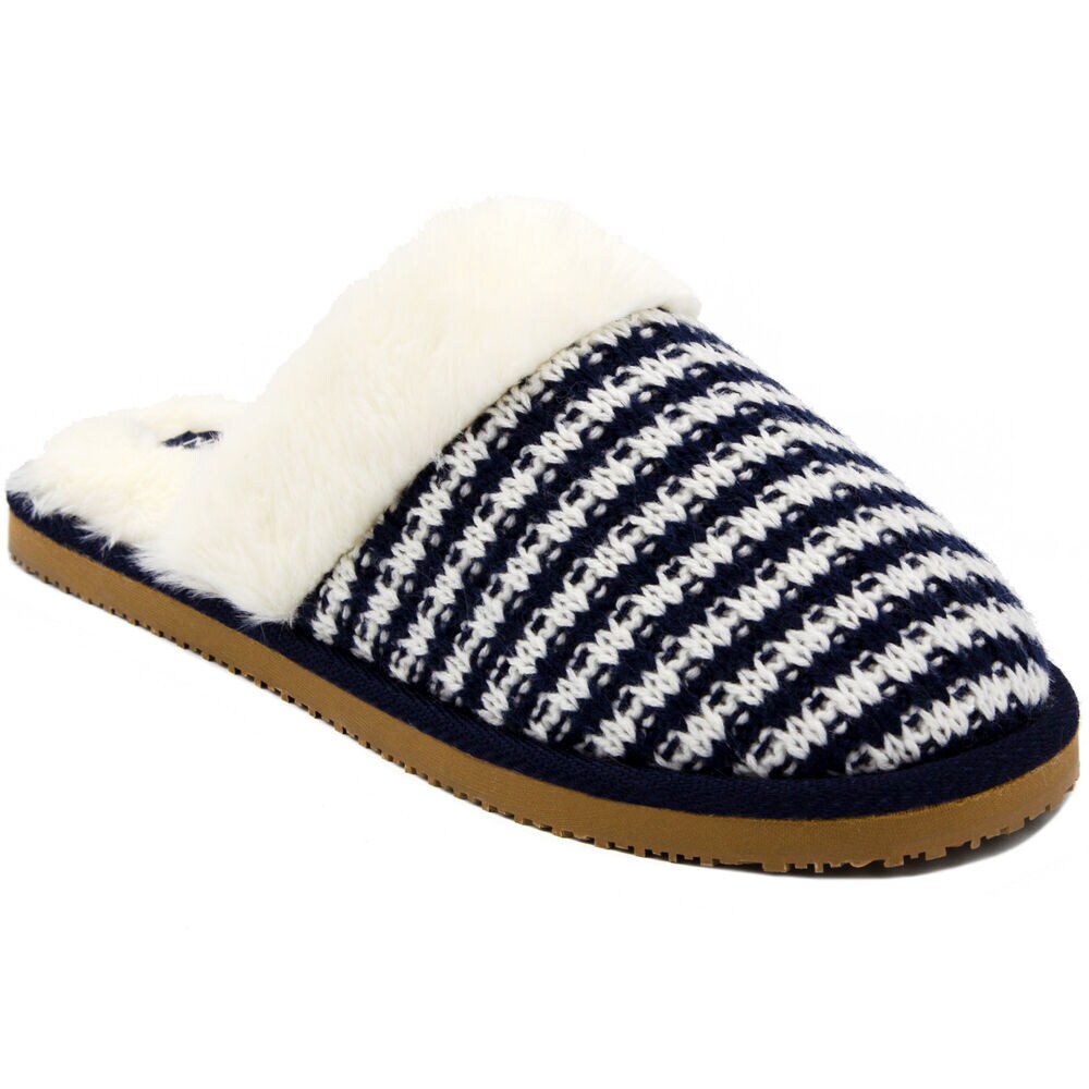Women's Claxton Striped Slippers,Navy,large