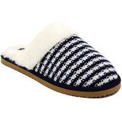 Women's Claxton Striped Slippers,Navy,large