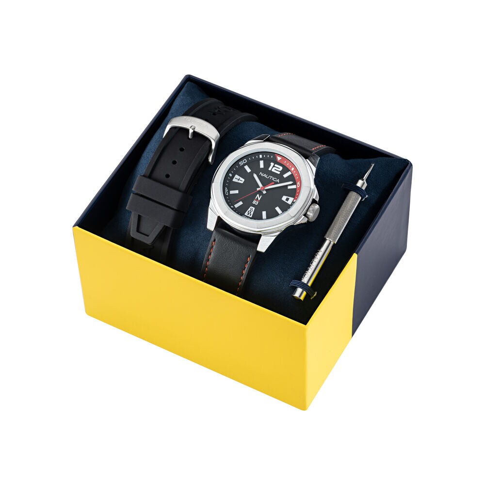 TORTUGA BAY LEATHER AND SILICONE WATCH BOX SET,Multi,large