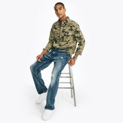 CAMOUFLAGE FLANNEL SHIRT,Teal Wave,large