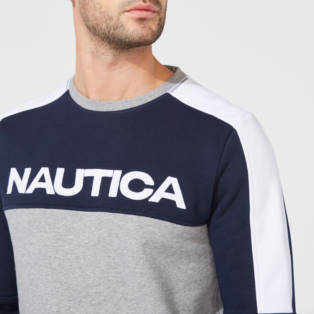 COLORBLOCK LOGO SWEATSHIRT,Navy,large