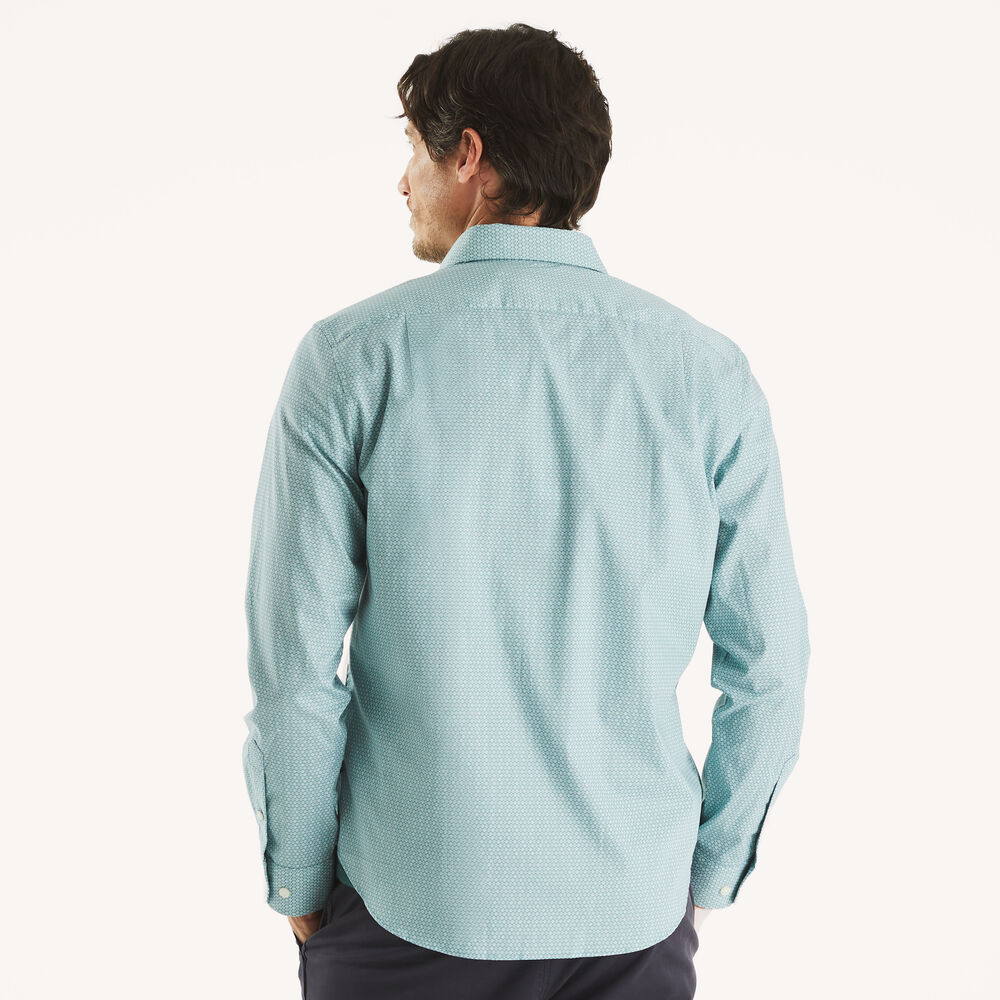 Classic Fit Wrinkle-Resistant Printed Shirt,Gecko Green,large