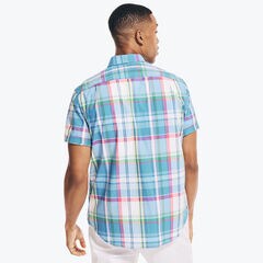 PLAID SHORT-SLEEVE SHIRT,Clear Sky Blue,large