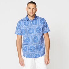 BANDANA PRINT SHORT SLEEVE SHIRT,Bolt Blue,large