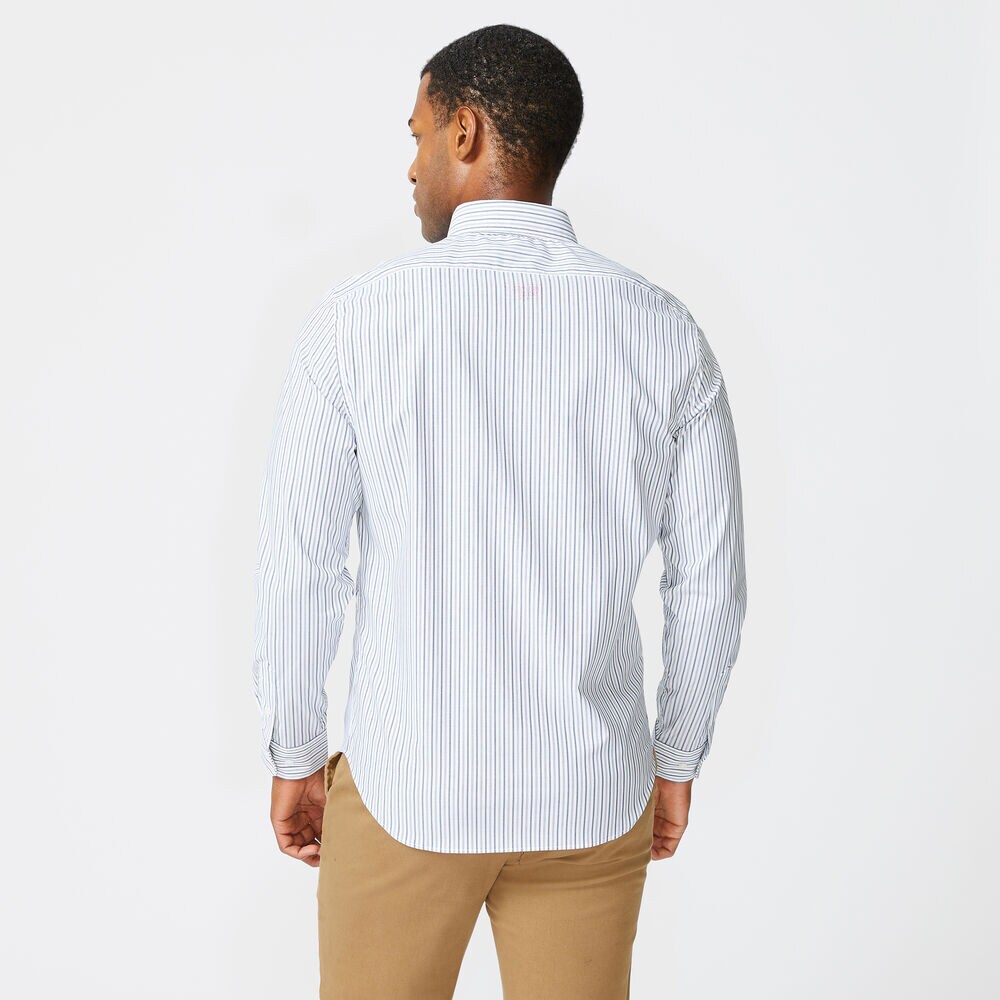 SLIM FIT WRINKLE-RESISTANT STRIPED SHIRT,J Navy,large