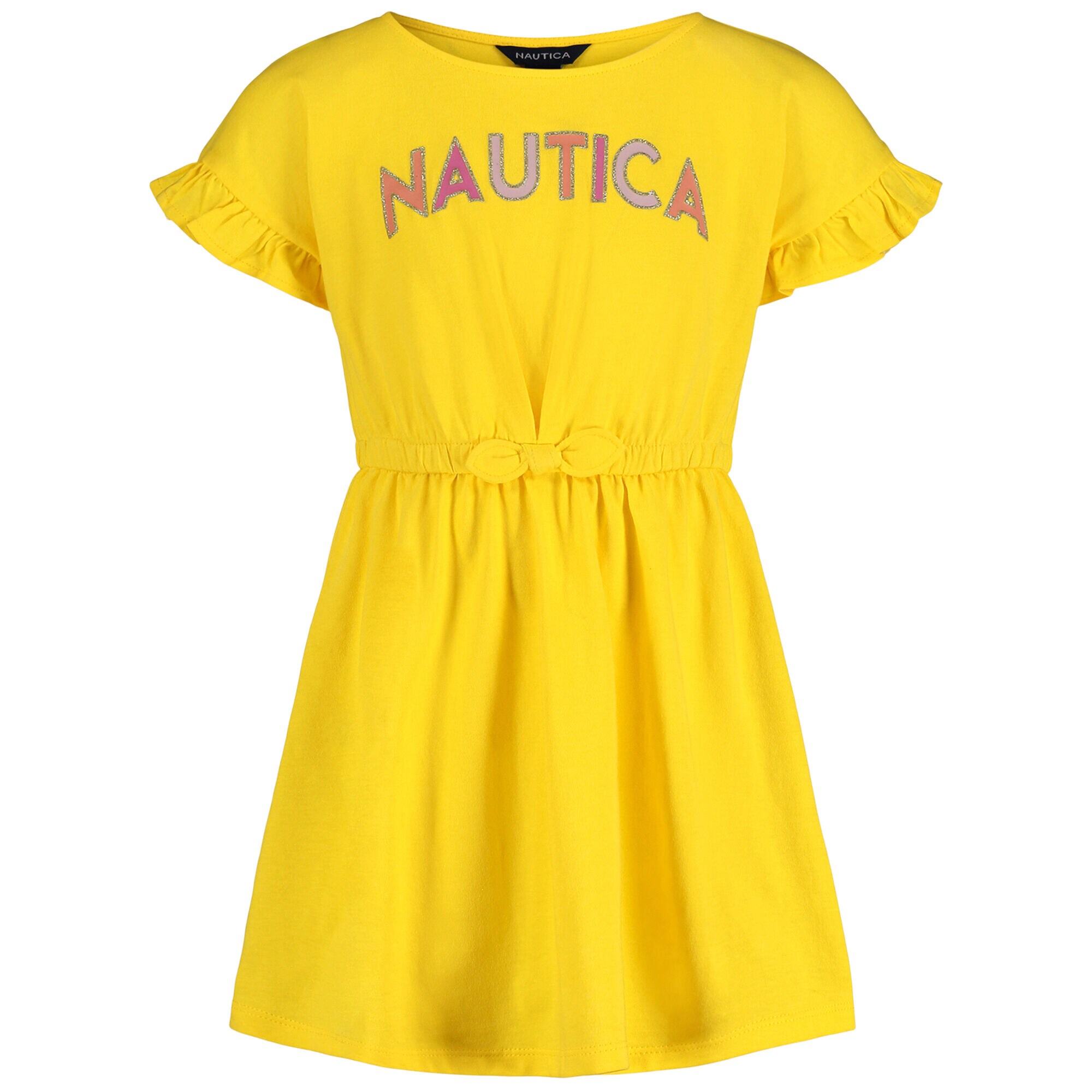 Toddler Girls' Cinch Waist Dress (2T-4T),LIGHT MIMOSA,large