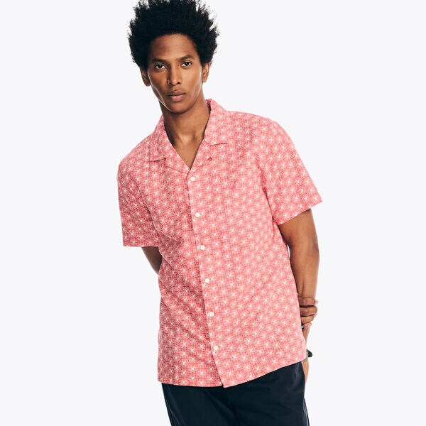 Printed Linen Short-Sleeve Shirt