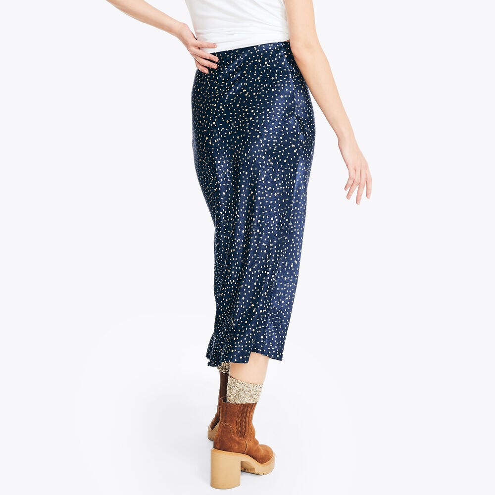 Printed Satin Slip Skirt,Stellar Blue Heather,large