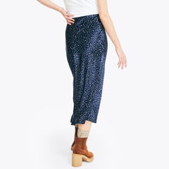 Printed Satin Slip Skirt,Stellar Blue Heather,large