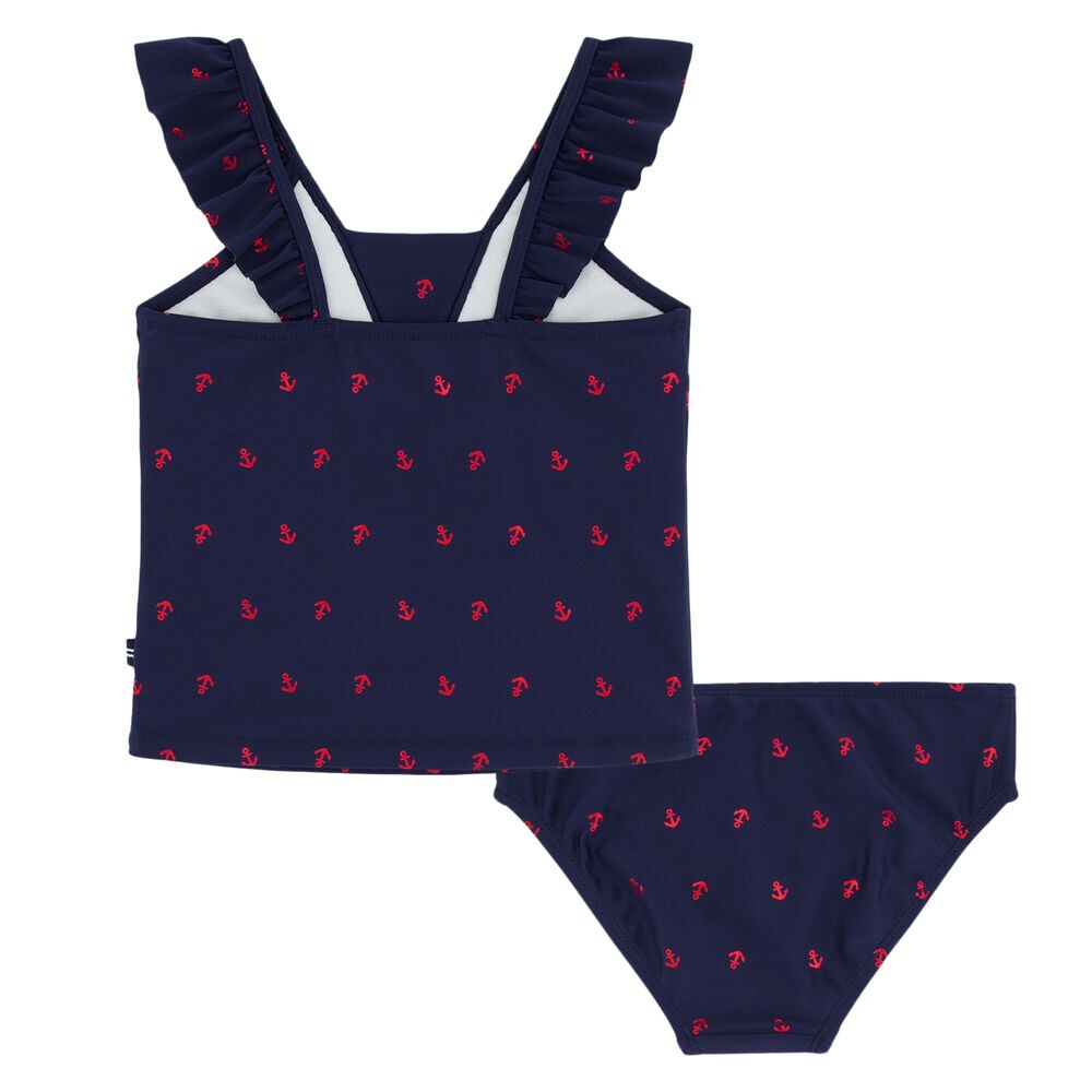 GIRLS' ANCHOR PRINT TANKINI (7-16),Navy,large