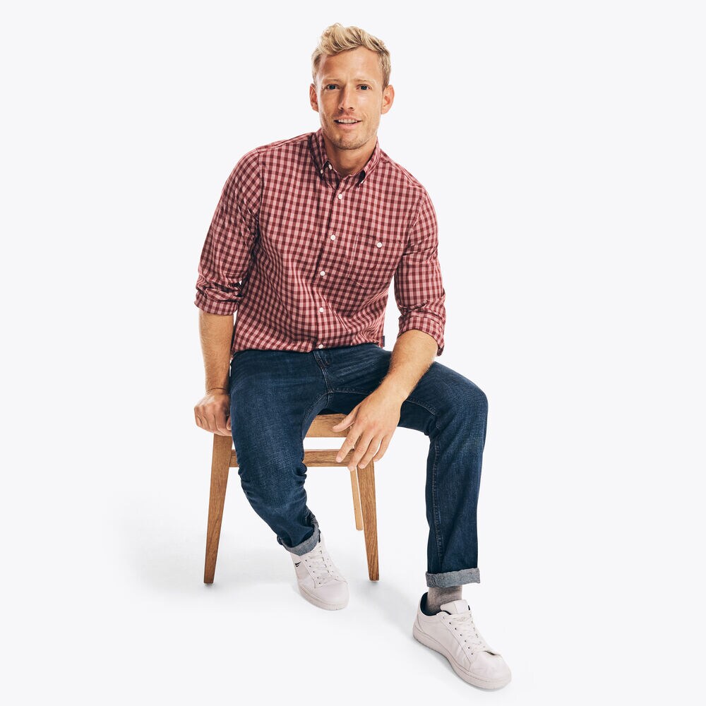 NAVTECH SLIM FIT PLAID SHIRT,Flamingo,large