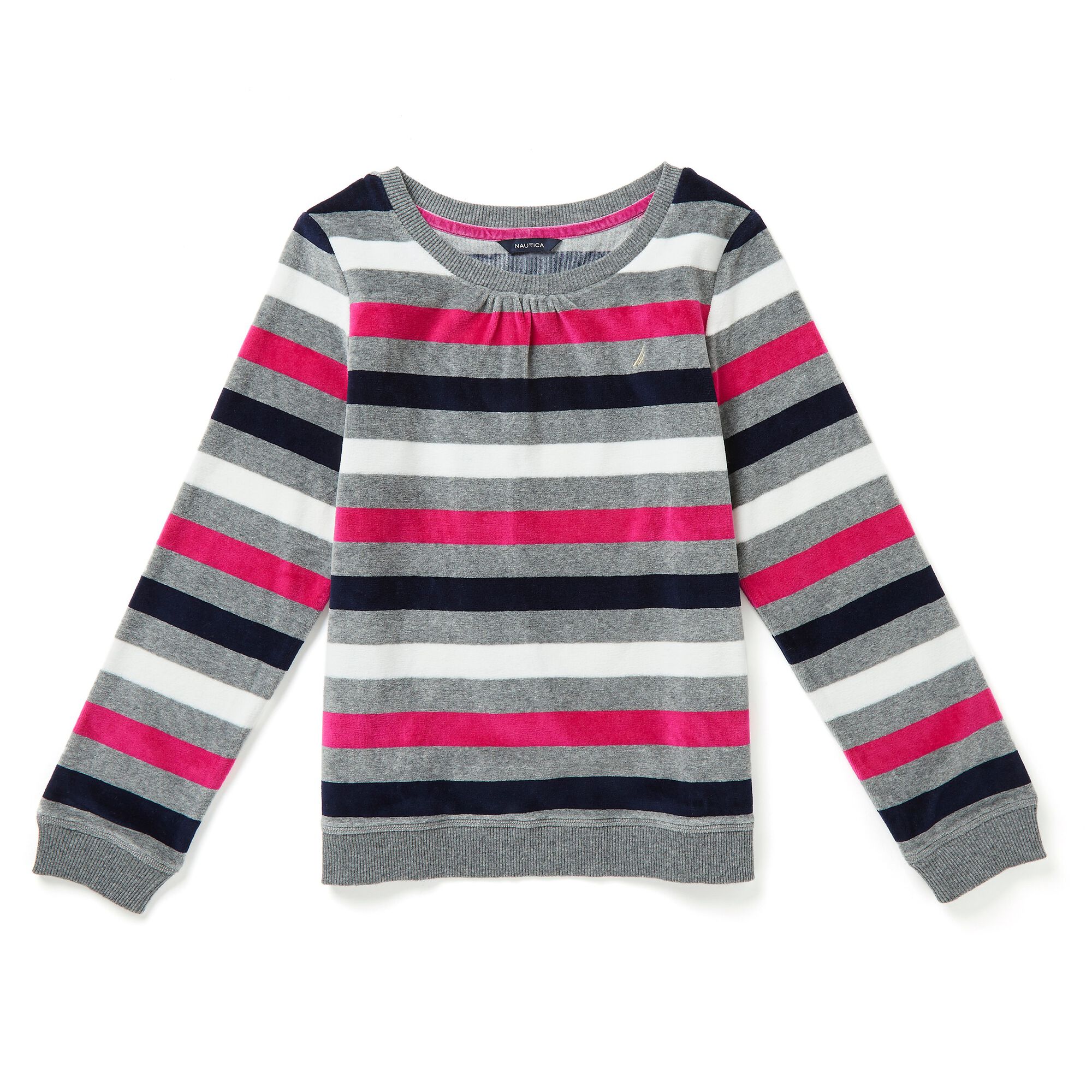 Toddler Girls' Striped Velour Sweatshirt (2T-3T),Gunmetal Grey,large