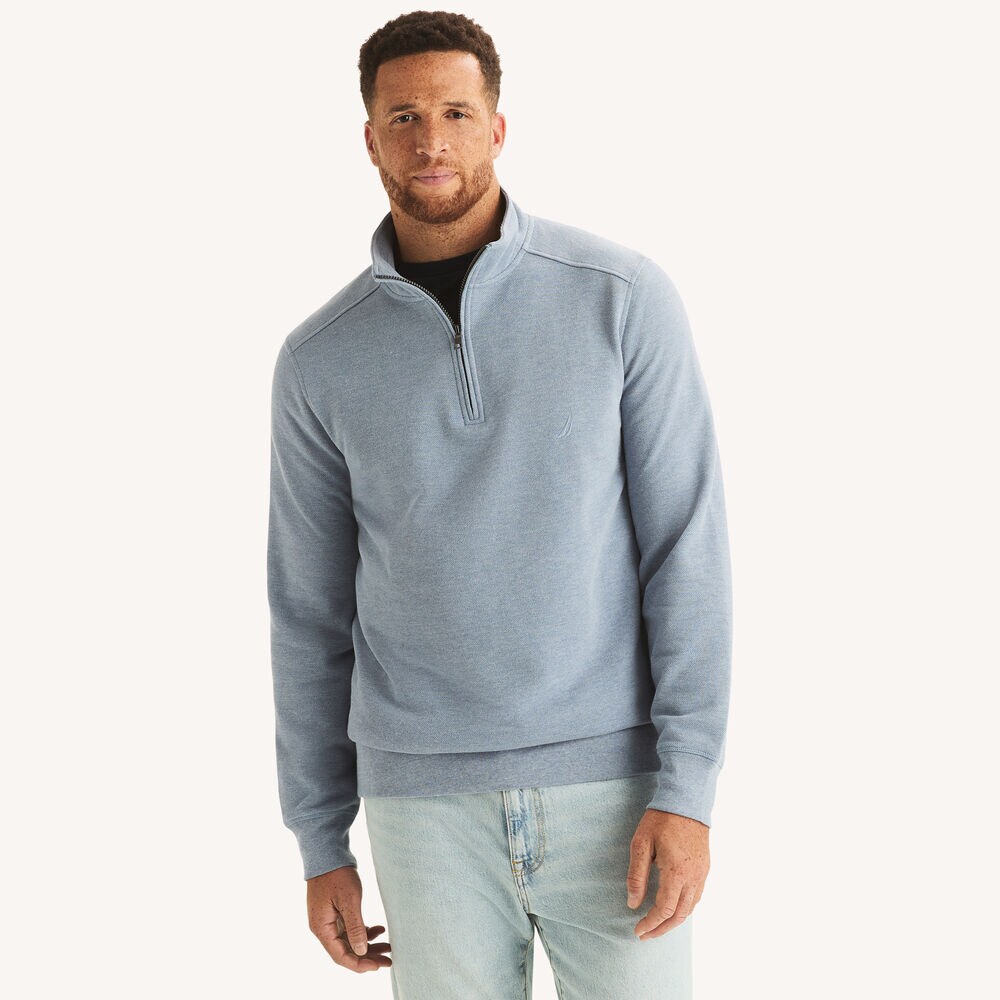 Big & Tall Quarter-Zip Fleece Sweatshirt,Anchor Blue Heather,large