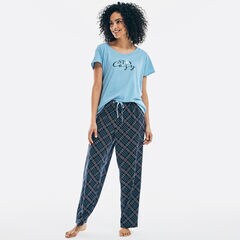 STAY COZY GRAPHIC SHORT SLEEVE PAJAMA SET,Rolling River Wash,large