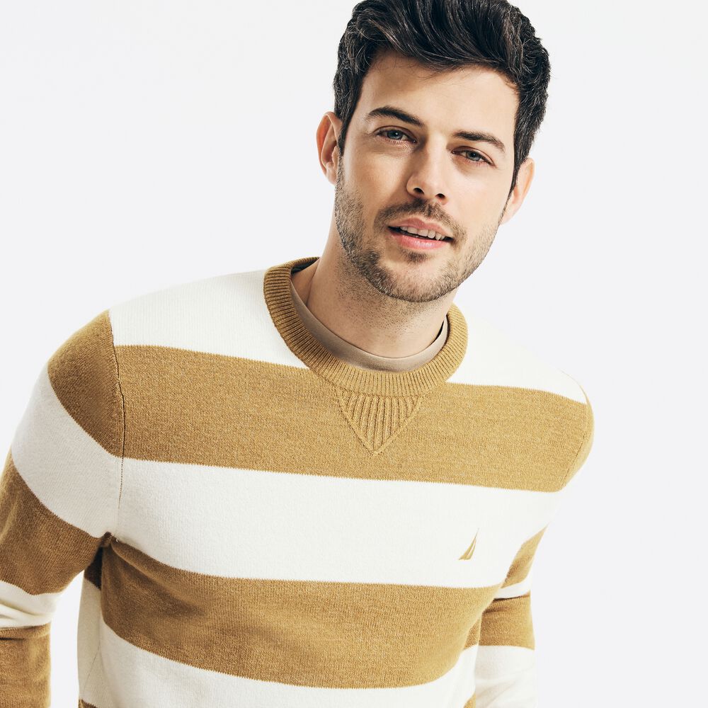 SUSTAINABLY CRAFTED STRIPED SWEATER,ALL SPICE,large