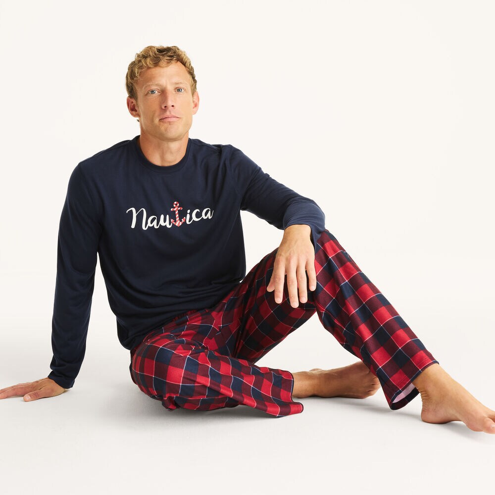 Men's Family Plaid Pajama Set,Lure Red,large