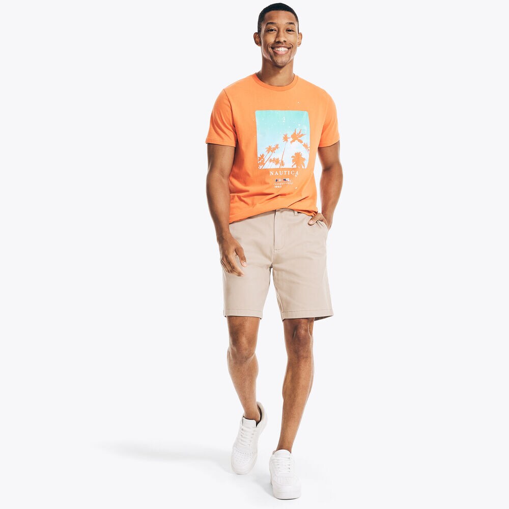 SUSTAINABLY CRAFTED PALM TREES GRAPHIC T-SHIRT,Fleet Orange,large
