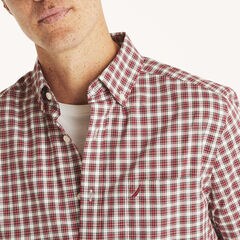Classic Fit Wrinkle-Resistant Plaid Shirt,Nautica Red,large