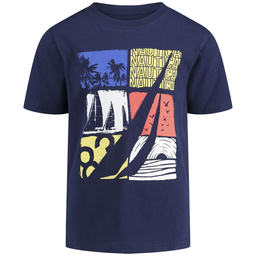BOYS' SAILING SEA GRAPHIC T-SHIRT (8-20),J Navy,large