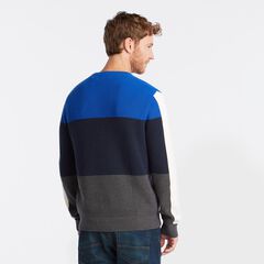 COLORBLOCK CREWNECK SWEATER,Bright Cobalt,large