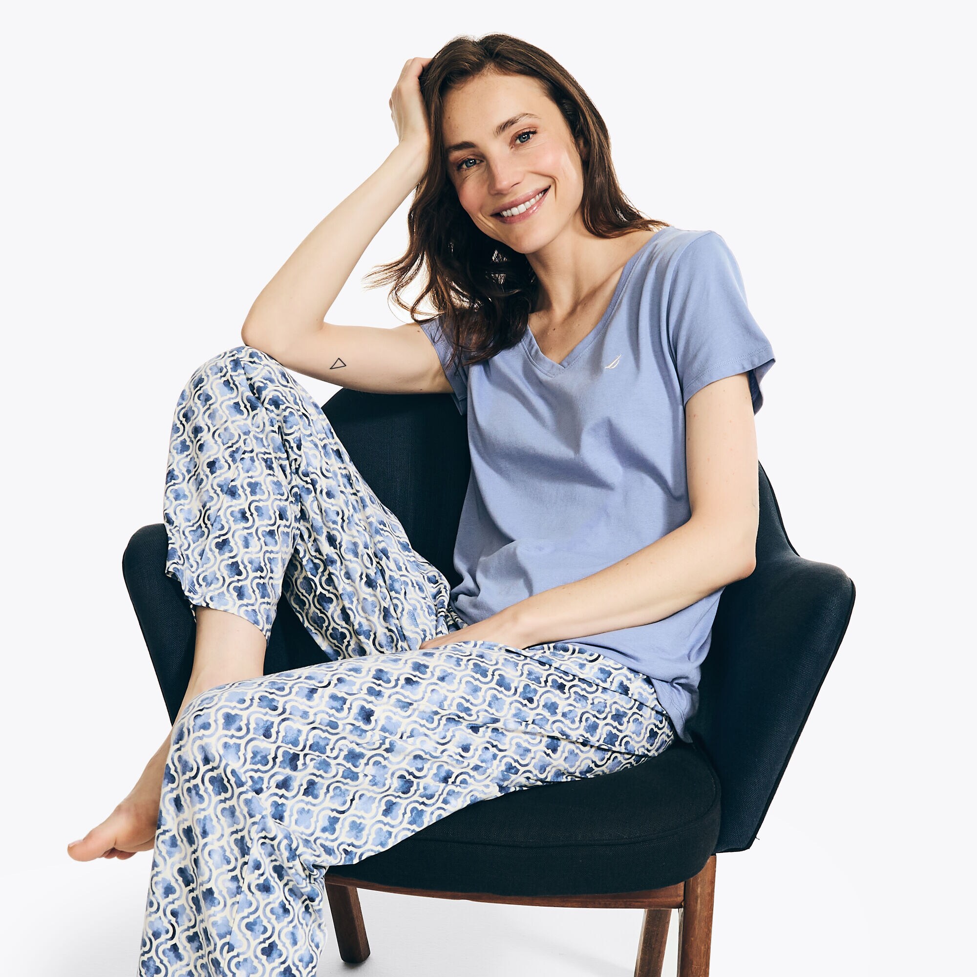 Printed Pajama Pant Set,Chalk,large