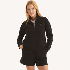 Fleece Quarter-Zip,Black,large