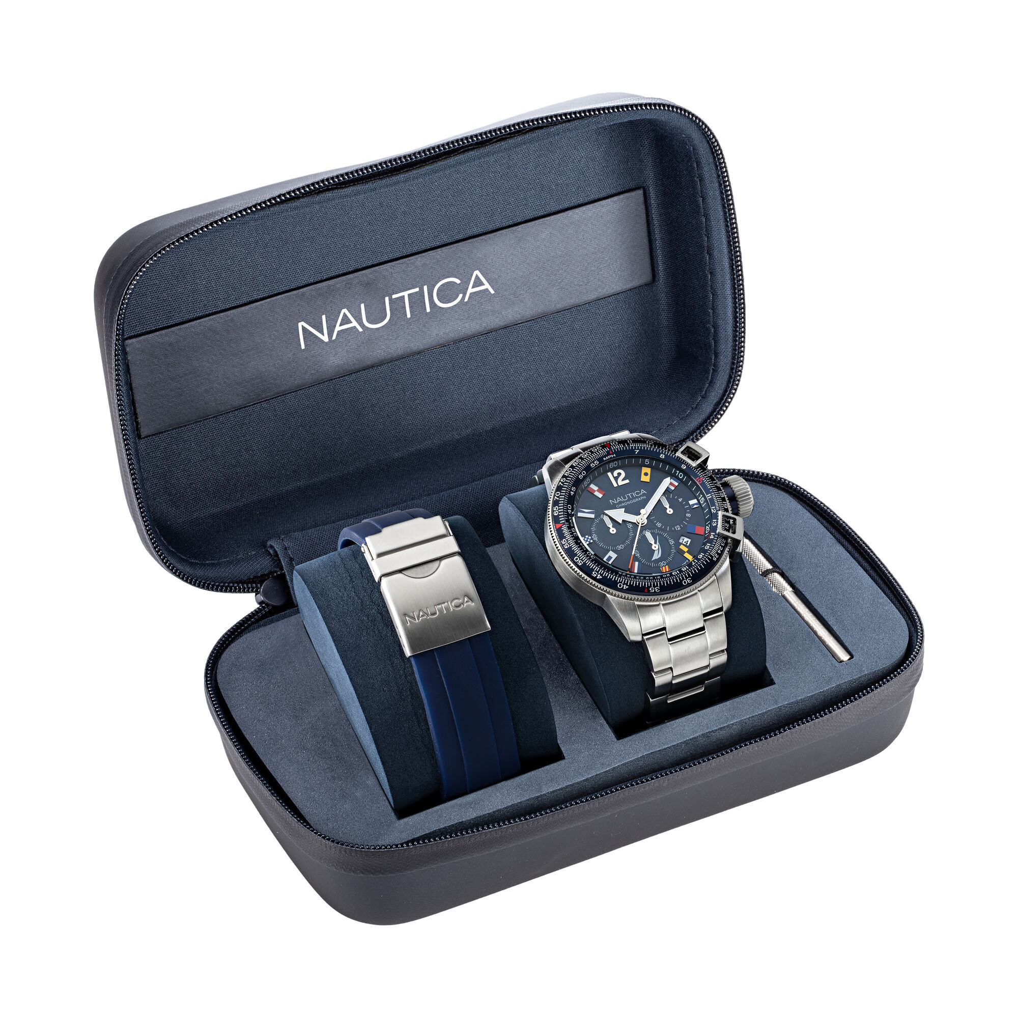 Nautica BFC STAINLESS STEEL AND SILICONE WATCH BOX SET. 2