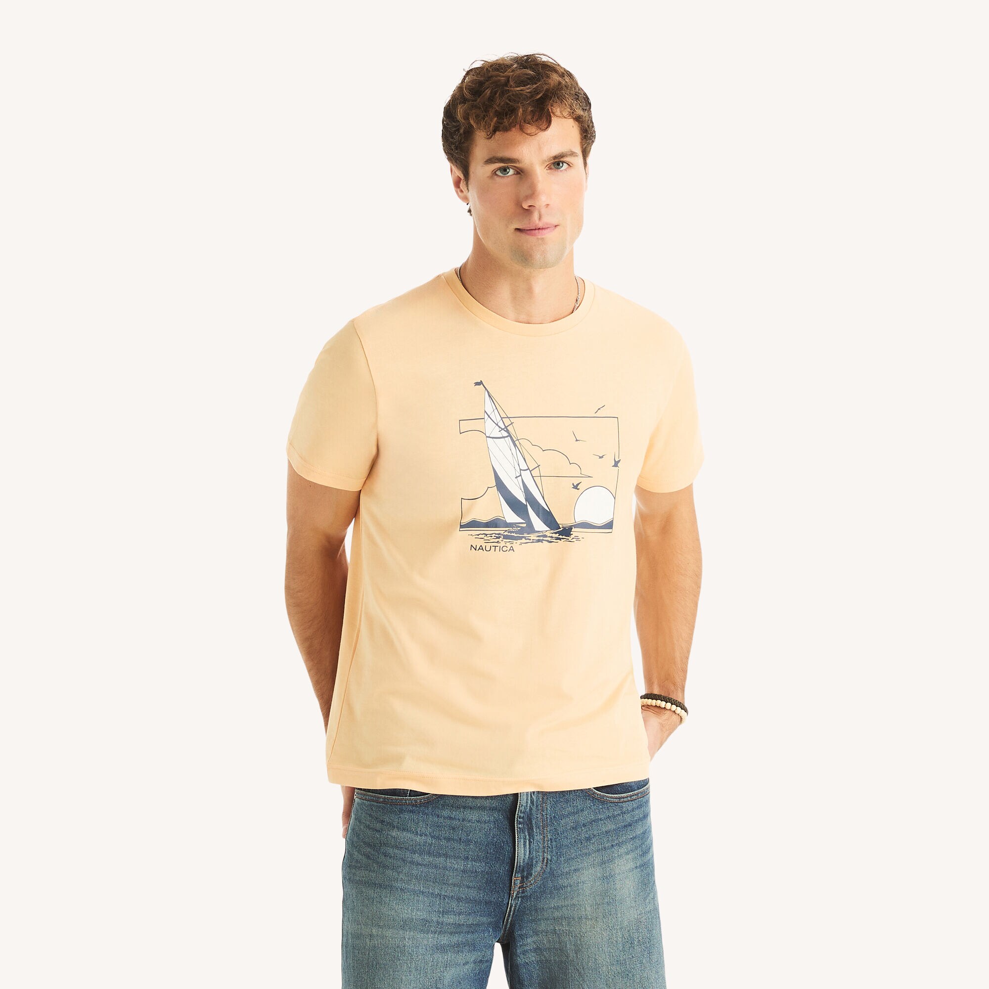 Sail More Graphic T-Shirt,Sun Orange,large