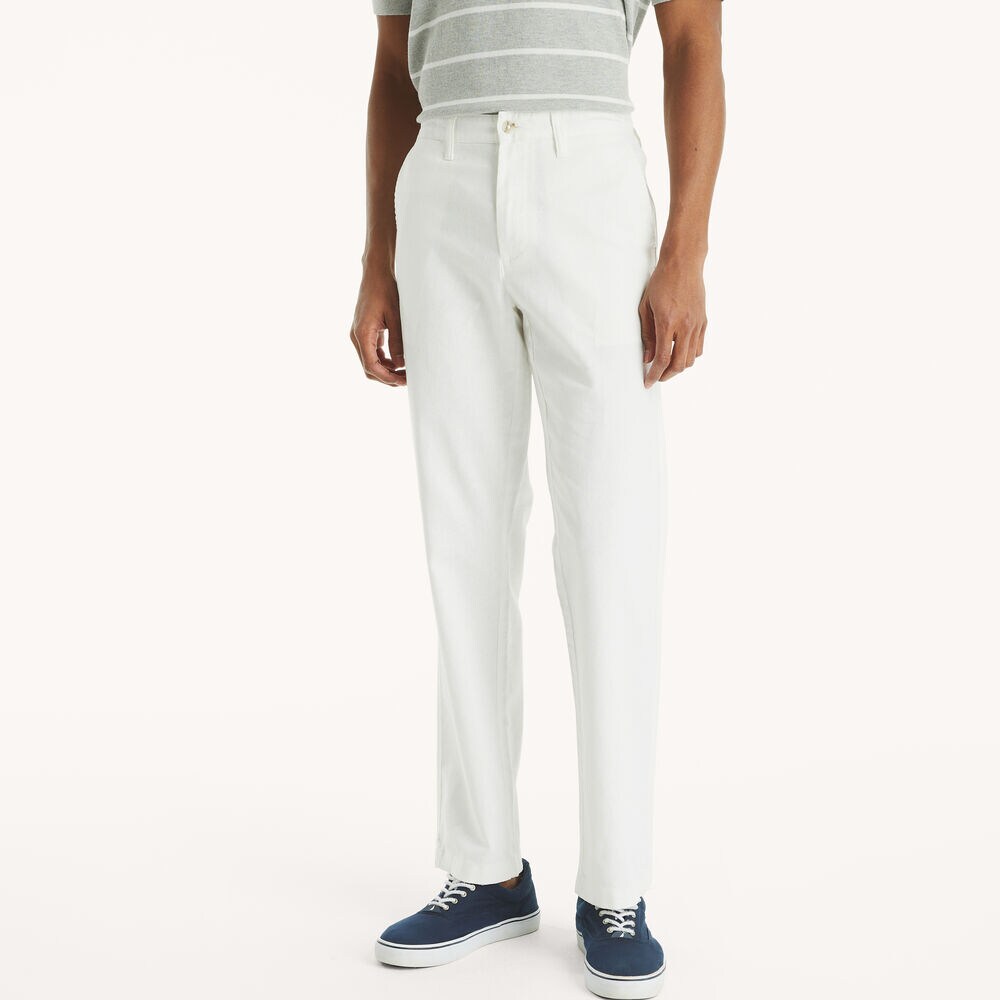 Flat Front Linen Deck Pant,Bright White,large