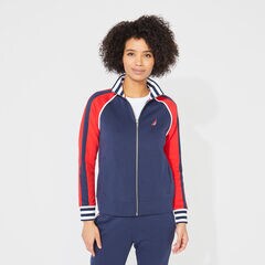 COLORBLOCK GRAPHIC ZIP SWEATSHIRT,Stellar Blue Heather,large