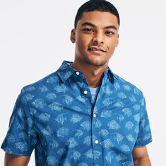 FISH PRINT SHORT-SLEEVE SHIRT,Limoges,large