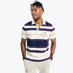 Classic Fit Striped Polo,Sail White,large
