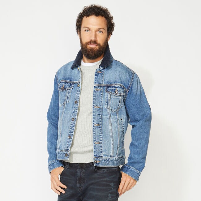 Nautica Jeans Co Sherpa Collar Denim Jacket Nautica