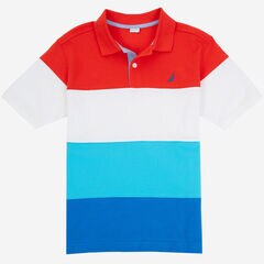 Boys' Color Block Polo Shirt (8-16) ,Raspberry,large