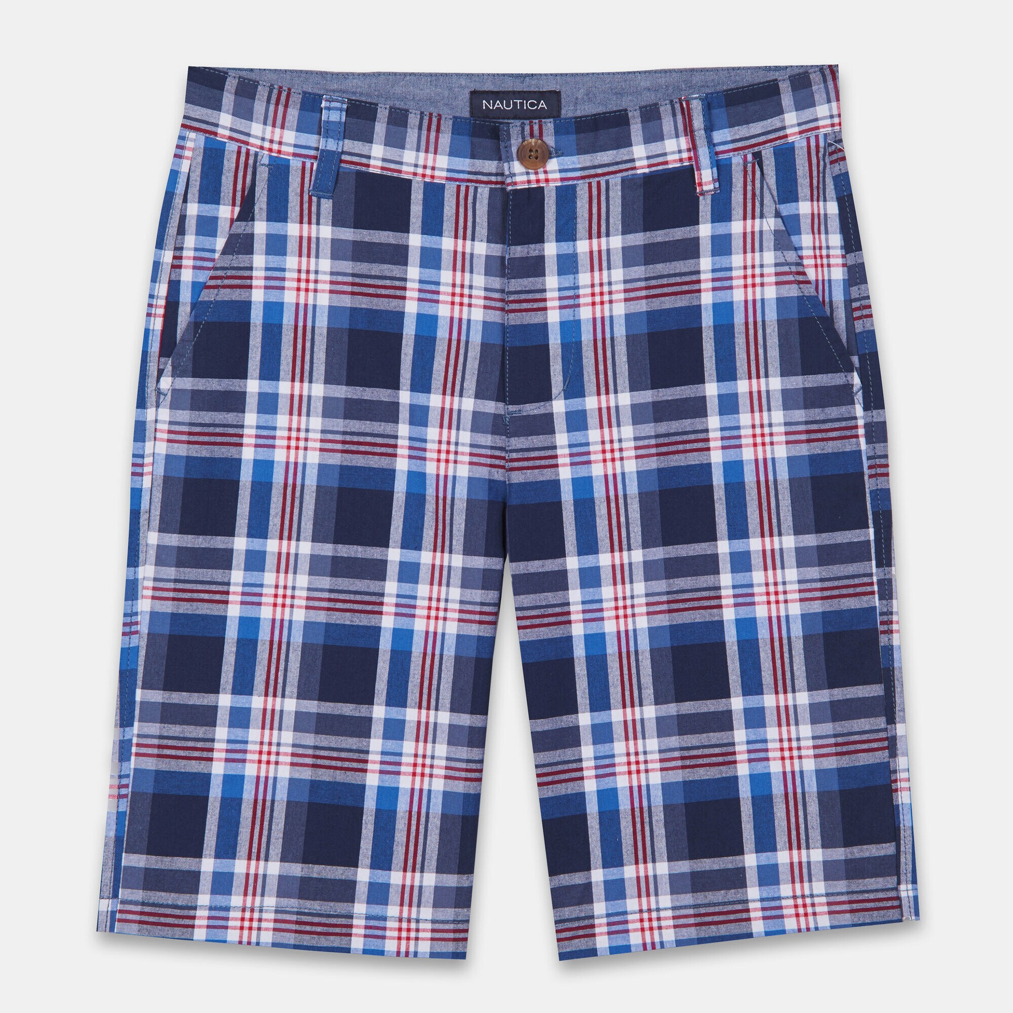 BOYS' TURNER PLAID SHORTS (8-20),Bright Cobalt,large