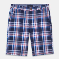 BOYS' TURNER PLAID SHORTS (8-20),Bright Cobalt,large