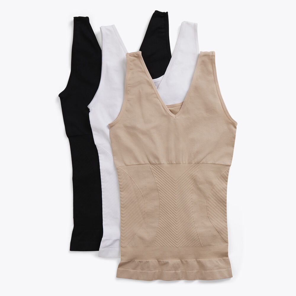 JACQUARD SHAPING TANK, 3-PACK,Dark Brown Heather,large