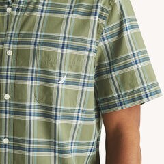 Plaid Short-Sleeve Shirt,Everglades Green,large