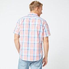  SHORT SLEEVE MULTICOLOR PLAID SHIRT,Coral Dream,large