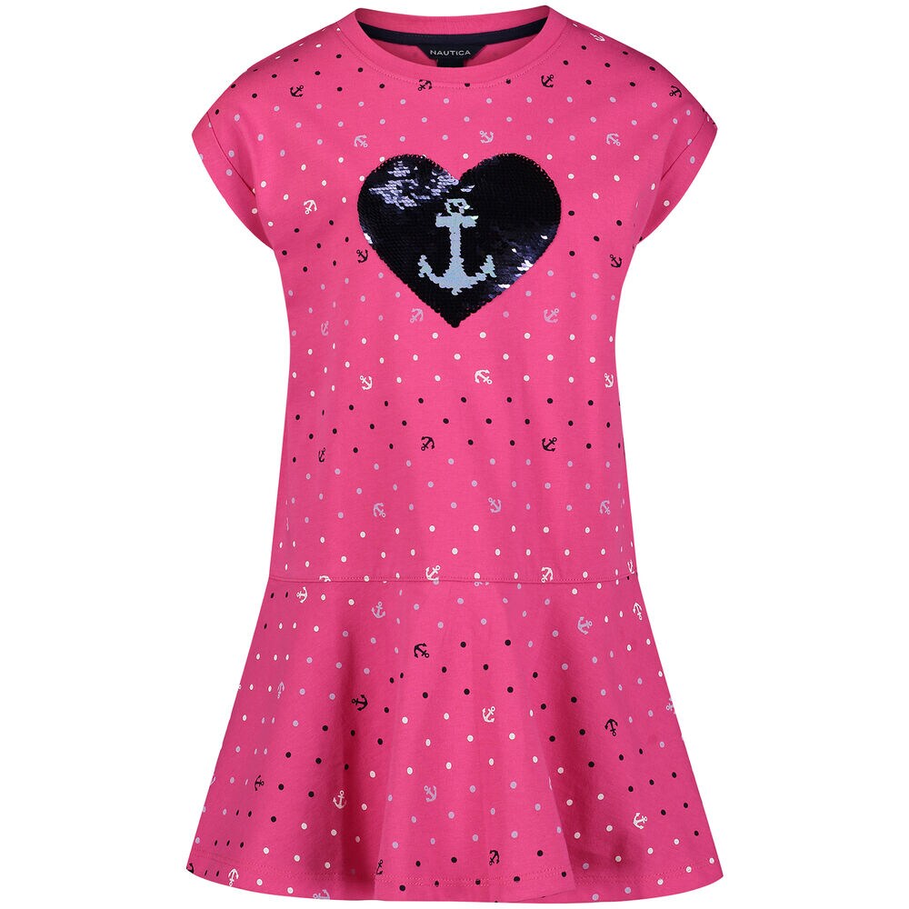 Little Girls’ Printed Peplum Dress (4-6X),Paradise Pink,large