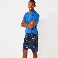SLIM FIT SHORT SLEEVE AND KNIT SHORT PAJAMA SET,Windsurf Blue,large