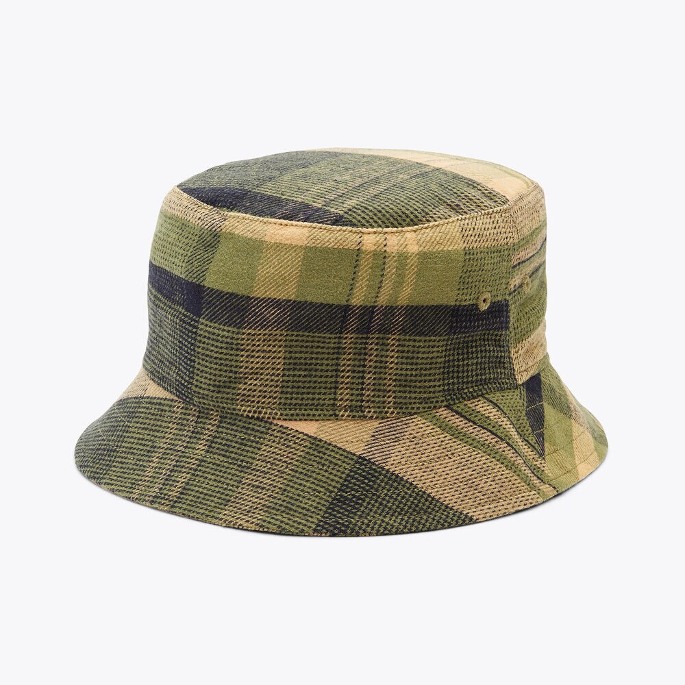 Flannel Bucket Hat,Olive Vine,large