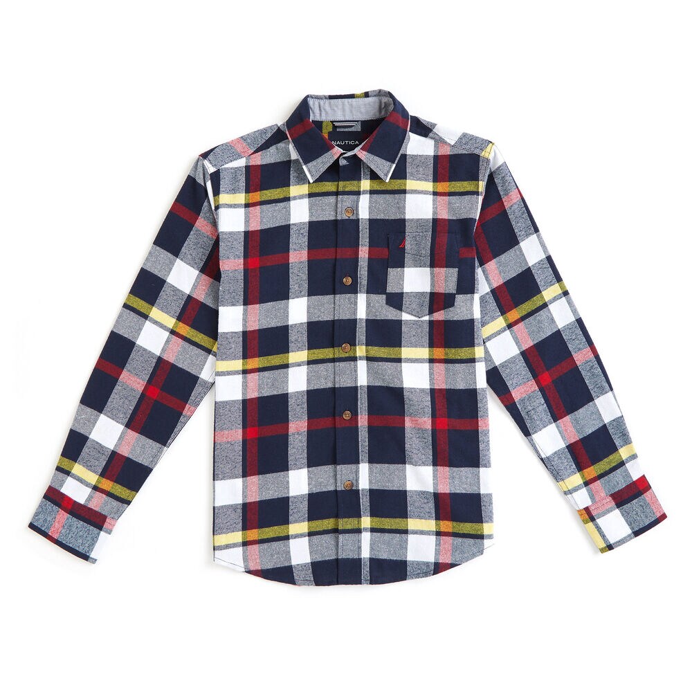 Toddler Boys' Grayson Flannel Plaid Long Sleeve Shirt (2T-4T),Aquadream,large