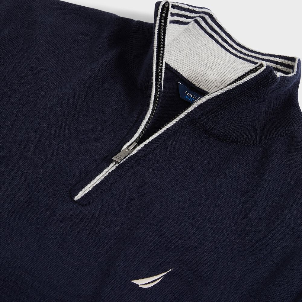 NAVTECH QUARTER-ZIP SWEATER,Navy,large